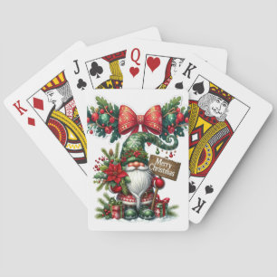 Kerstman met Poinsettia Kerstmis Pokerkaarten