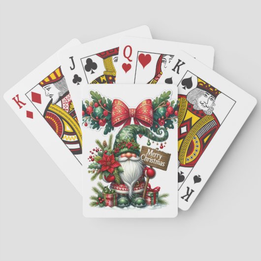 Kerstman met Poinsettia Kerstmis Pokerkaarten (Achterkant)