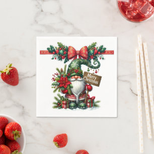 Kerstman met Poinsettia Kerstmis Servet