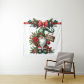 Kerstman met Poinsettia Kerstmis Wandkleed (In situ)