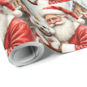 Kerstman met Poodle Kerst Kunst Cadeaupapier (Rol Hoek)