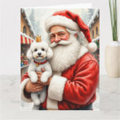 Kerstman met Poodle Kerst Kunst Kaart (Voorkant)