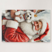 Kerstman met Poodle Kerst Kunst Legpuzzel (Horizontaal)