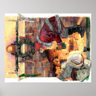  kerstman met poster voor kinderen