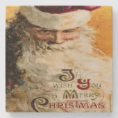  kerstman met prettige kerst stenen onderzetter (Voorkant)