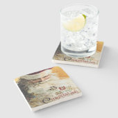  kerstman met prettige kerst stenen onderzetter (Zijkant)