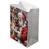 Kerstman met Pug Kerst Kunst Medium Cadeauzakje (Achterkant Gekanteld)