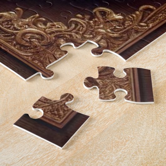 Kerstman met puppie aan de piano legpuzzel (Zijkant)