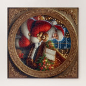 Kerstman met puppie aan de piano legpuzzel (Horizontaal)