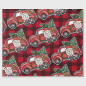 Kerstman met Red Truck Cadeaupapier (Vlak)