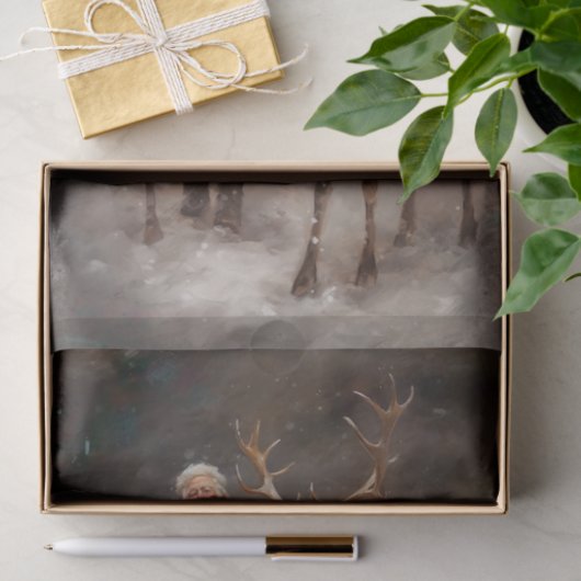 Kerstman met rendier 1 Decoupage papier (Geschenk)