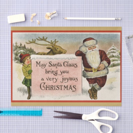 Kerstman met rendier en kind Tissuepapier (Craft)