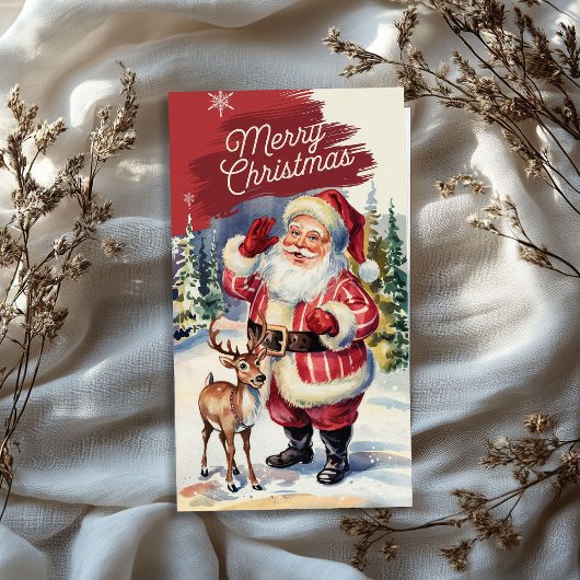  kerstman met rendier kerstrijst tissuepapier