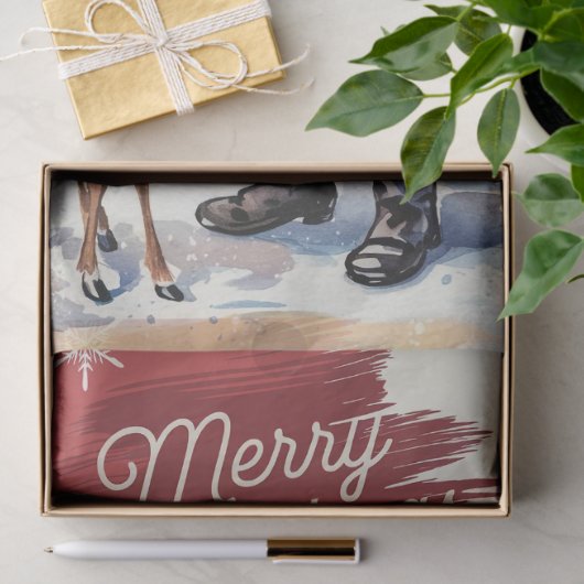  kerstman met rendier kerstrijst tissuepapier (Geschenk)