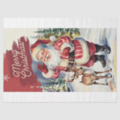  kerstman met rendier kerstrijst tissuepapier (Voorkant)