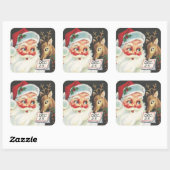 kerstman met rendier op 25e vierkante sticker (Vel)