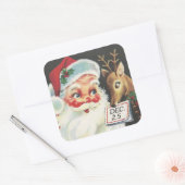 kerstman met rendier op 25e vierkante sticker (Envelop)