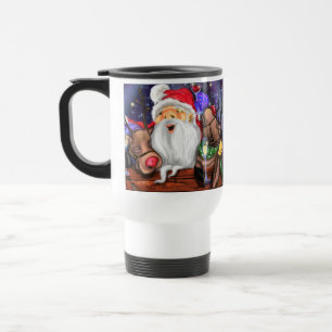 Kerstman met rendieren grappige kerst reizen mok