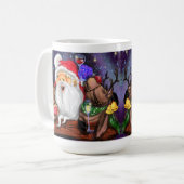 Kerstman met rendieren Grappige kerstkoffie Mok (Voorkant links)