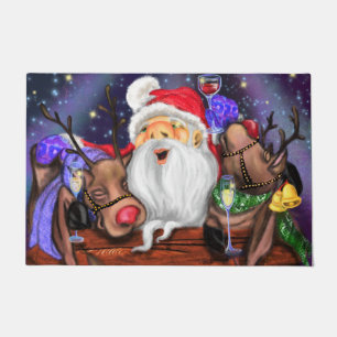 Kerstman met rendieren Grappige Kerstmis Deurmat