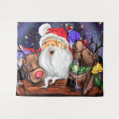 Kerstman met rendieren Grappige kerstwandtapijt Wandkleed (Voorkant (horizontaal))