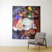 Kerstman met rendieren Grappige kerstwandtapijt Wandkleed (In situ)