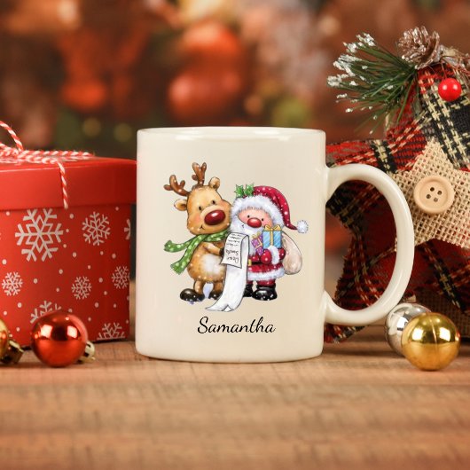 Kerstman met rendieren kerst mok
