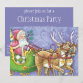 Kerstman met rendieren kerstfeest uitnodiging (Voorkant / Achterkant)