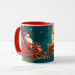 Kerstman met rendieren mok