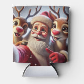 Kerstman met rendieren viert Kerstmis Blikjeskoeler (Voorkant)