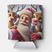 Kerstman met rendieren viert Kerstmis Blikjeskoeler (Achterkant)