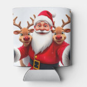Kerstman met rendieren viert Kerstmis Blikjeskoeler (Achterkant)