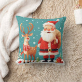 Kerstman met rendieren viert Kerstmis Kussen (Deken)