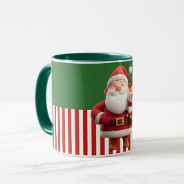 Kerstman met rendierenspeelgoed mok