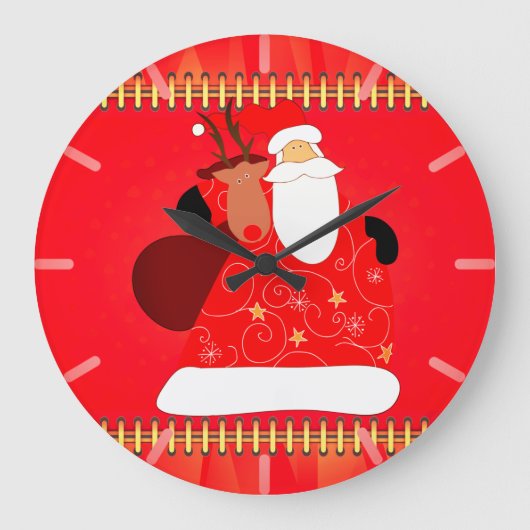 Kerstman met rendierkerstFeestdagen Grote Klok (Voorkant)