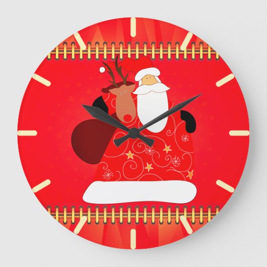 Kerstman met rendierkerstFeestdagen Grote Klok (Voorkant)