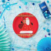 Kerstman met rendierkerstFeestdagen Papieren Bordje (Feest)