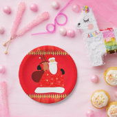 Kerstman met rendierkerstFeestdagen Papieren Bordje (Feest)