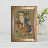  kerstman met rendierster feestdagenkaart (Staand voorkant)