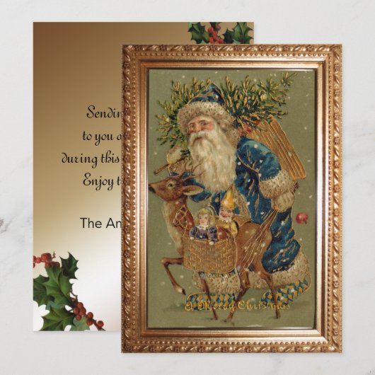  kerstman met rendierster feestdagenkaart (Voorkant / Achterkant)