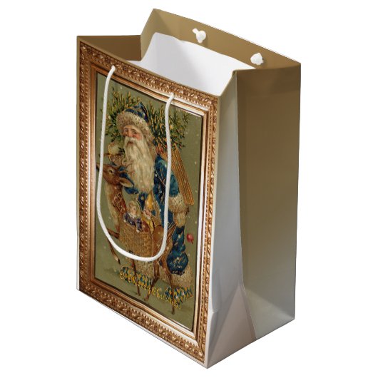  kerstman met rendierster medium cadeauzakje (Voorkant Gekanteld)