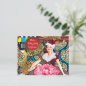  kerstman met Retro Feestdagenkaart (Staand voorkant)