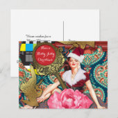  kerstman met Retro Feestdagenkaart (Voorkant / Achterkant)