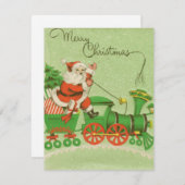 Kerstman met Retro-kersttrein Feestdagenkaart (Voorkant / Achterkant)