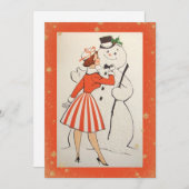kerstman met Retro Snowman Holiday Kaart (Voorkant / Achterkant)