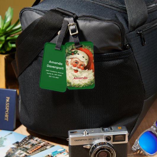  kerstman met ringzegen bagagelabel (Voorkant /achterkant)