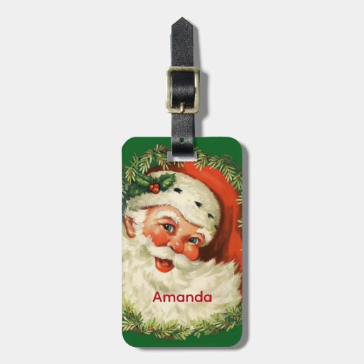  kerstman met ringzegen bagagelabel (Voorkant verticaal)