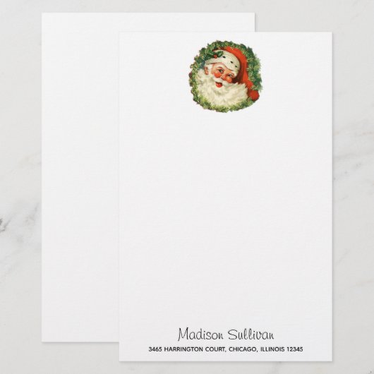 kerstman met ringzegen briefpapier (Voorkant / Achterkant)