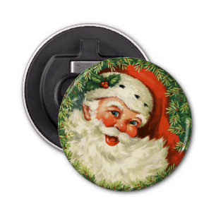 kerstman met ringzegen button flesopener