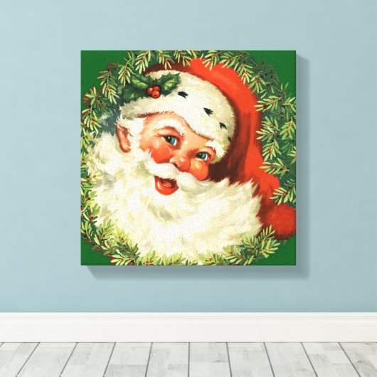  kerstman met ringzegen canvas afdruk (Insitu (Houten vloer))